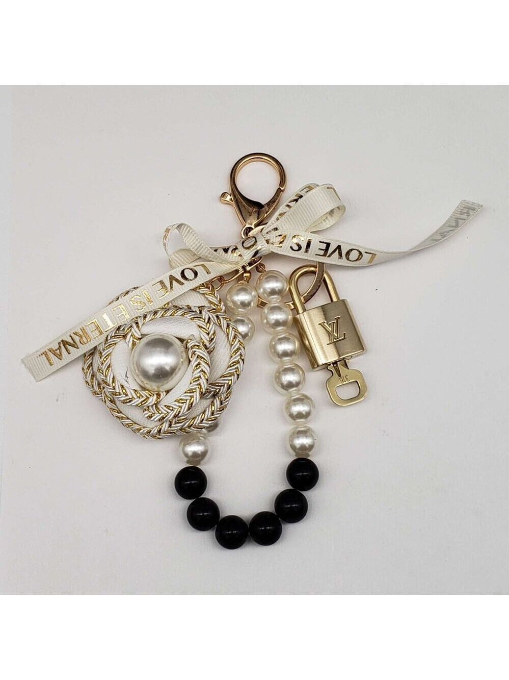 Authentic Louis Vuitton Gold Lock & Key ✨ Bag Charm Unbranded Flower Keychain